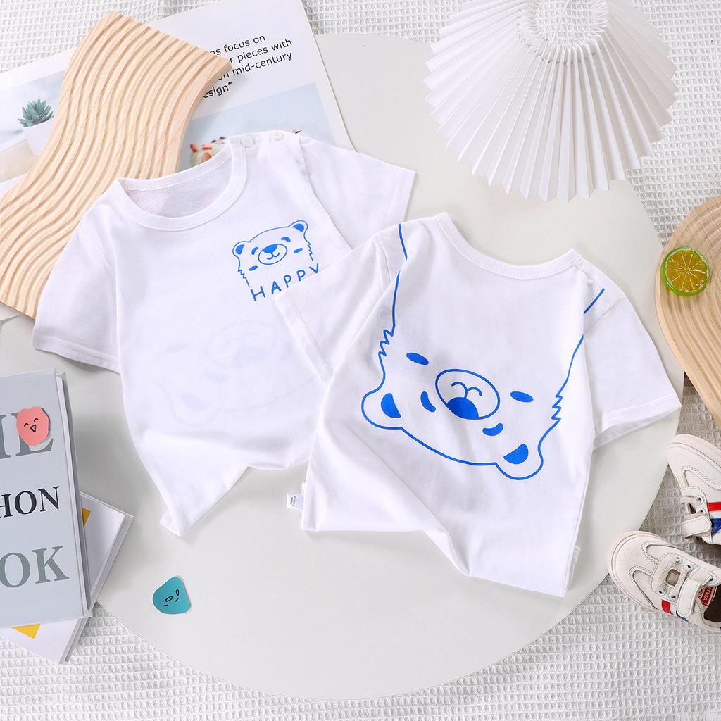 Children's Round Neck Pure Cotton Fun Short Sleeved Boys and Girls