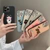 Luxury Electroplated Leather Print Cartoon Kitten Case for iPhone 15 Pro Max 14 13 12 Pro 11 All-inclusive Fall Protection Cover with Lens Film