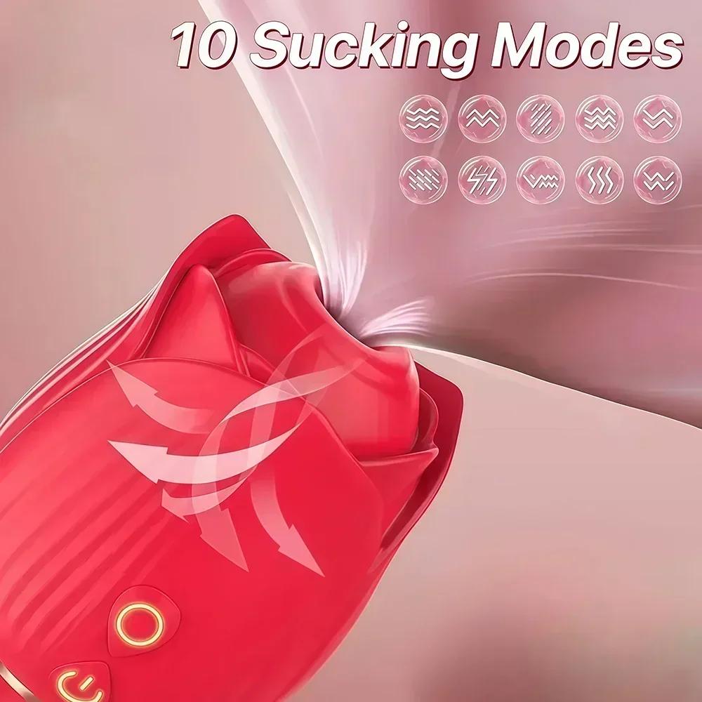 Women Vibrator Powerful 3 In1 Rose Sucker G-Spot Vagina Licking Stimulator Dildo Clitoris Massager Masturbator Sex Toy for Women