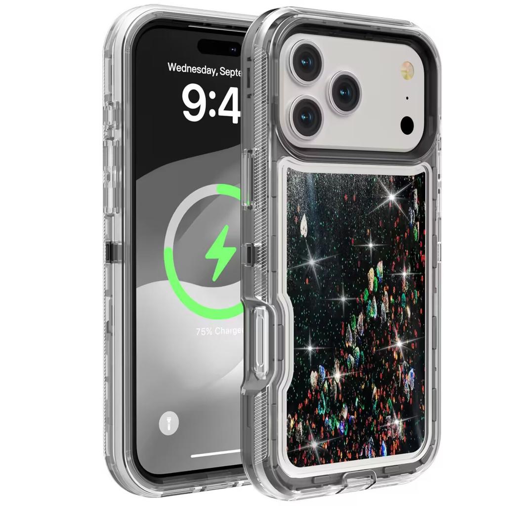 3-в-1 Военный противоударный бронированный чехол 3D блестящий динамический ударопрочный чехол для телефона для IPhone 17 Pro Max 16 15 14 13 12 Pro Max Нескользящий Otther с чехлом-коробкой