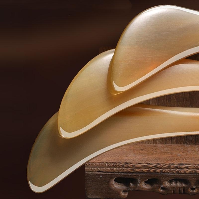 Ox Horn Facial Reflexology Massage Tool Gua Sha Scraper for Face Jawline Sculpting Puffiness Reduction Skin Care Massage