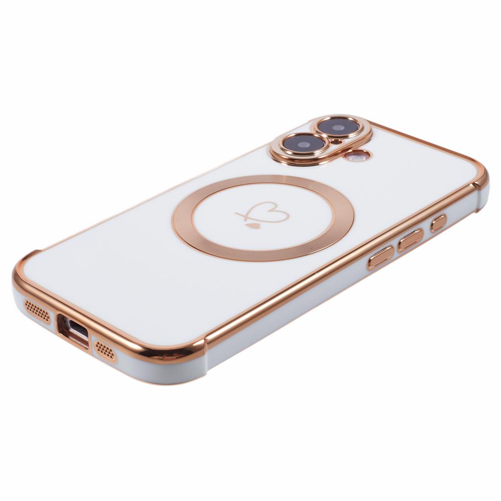 Чехол для iPhone 16, совместимый с MagSafe, гальванизированный ТПУ, чехол для телефона, полый, с сердечками