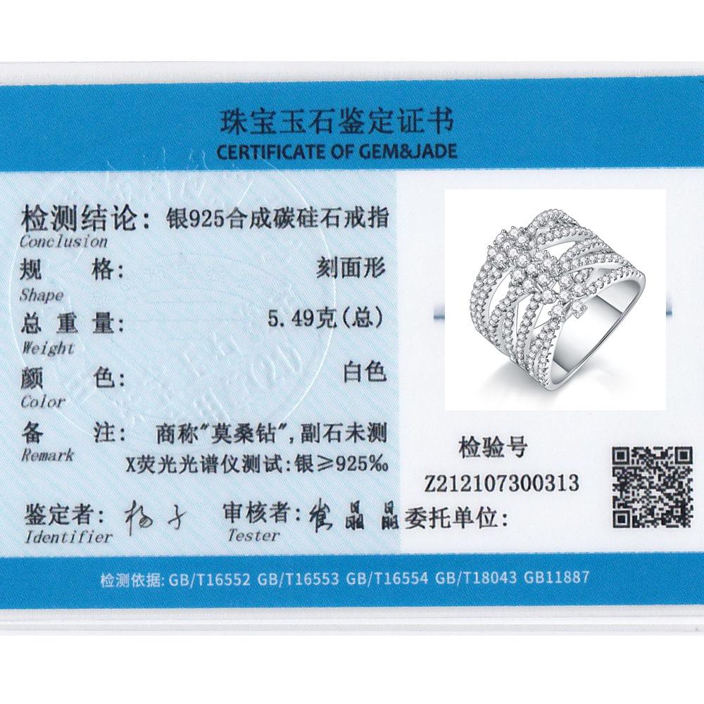 Vinregem Luxury 100% 925 Sterling Silver Sparkling 3EX VVS1 D Color Real Moissanite Full Diamond Ring for Women Wedding Party Fine Jewelry Gifts