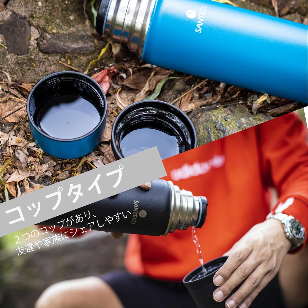 SANTECO Вакуумная Изолированная Вода 1 с 1000 мл Нержавеющая Сталь Большая Сохраняет Горячим или Совместимая со Спортивной Белая Бутылка, Литр, Чашка, Термос, Тип 2 чашки,