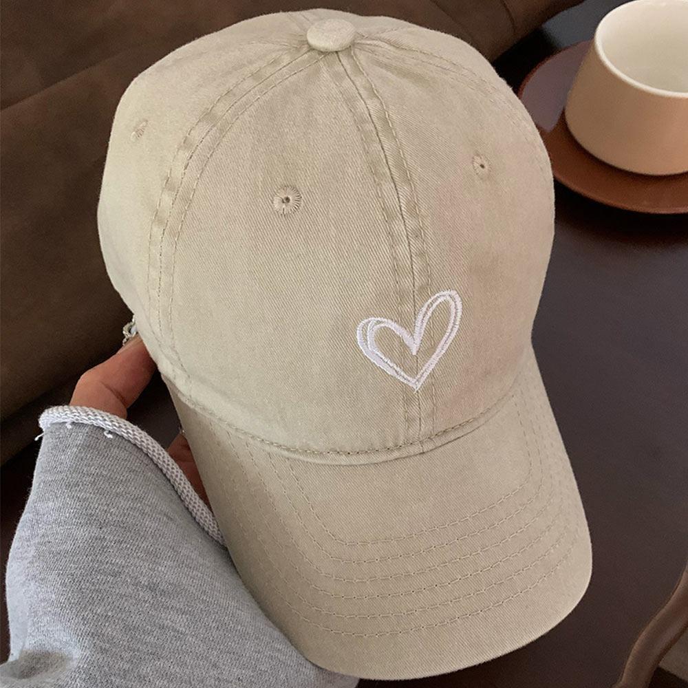 New Embroidery Peach Heart Spring/Summer Hat Adjustable Casual Baseball Caps Wash Denim Streetwear Hats for Women Men Couple