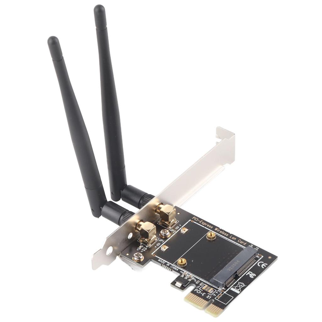 Mini PCI‑E to PCI‑E Card Adapter with 2 Antennas for Half Size PCI Express Wireless Card