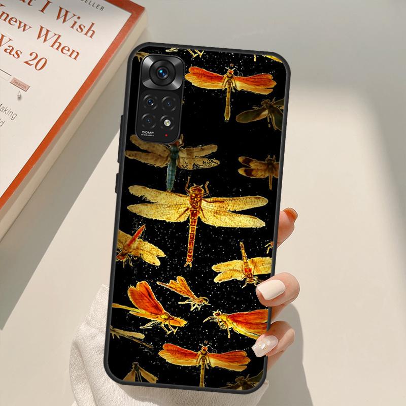 Роскошный чехол со стрекозой для Xiaomi Redmi Note 11 10 Pro 8 9 9S 10S 11S 9A 9C 10A 10C K40 K50 игровой чехол