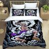 A Comfortable 3D Cartoon Comic Book Series "One Piece" Bedding Set, Including Duvet Cover, Pillowcases, and A Children's Set.