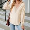 JKASHDK Женские модные повседневные весенне-осенние свободные блузки и рубашки с v-образным вырезом и длинными рукавами