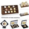 Cross-Border Commemorative Coin Display Stand - Single-Layer Flat Pine Wood Burnt Finish for Coin Display & Authentication.