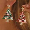 Dripping Oil Xmas Earrings Studs Zinc Zinc Alloy New Year Dangle Earrings Christmas Tree Earrings Xmas