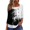 Women's T Shirt Tee Print 3/4 Sleeve Fake Two Pieces Daily Weekend Fashion Basic Regular Top