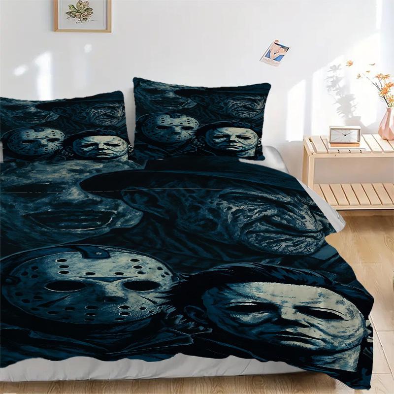 3pcs Horror Movie Monsters Duvet Cover Set - Machine Washable, Includes 1 Duvet Cover and 2 Pillowcases, No Core Included yy251022198
