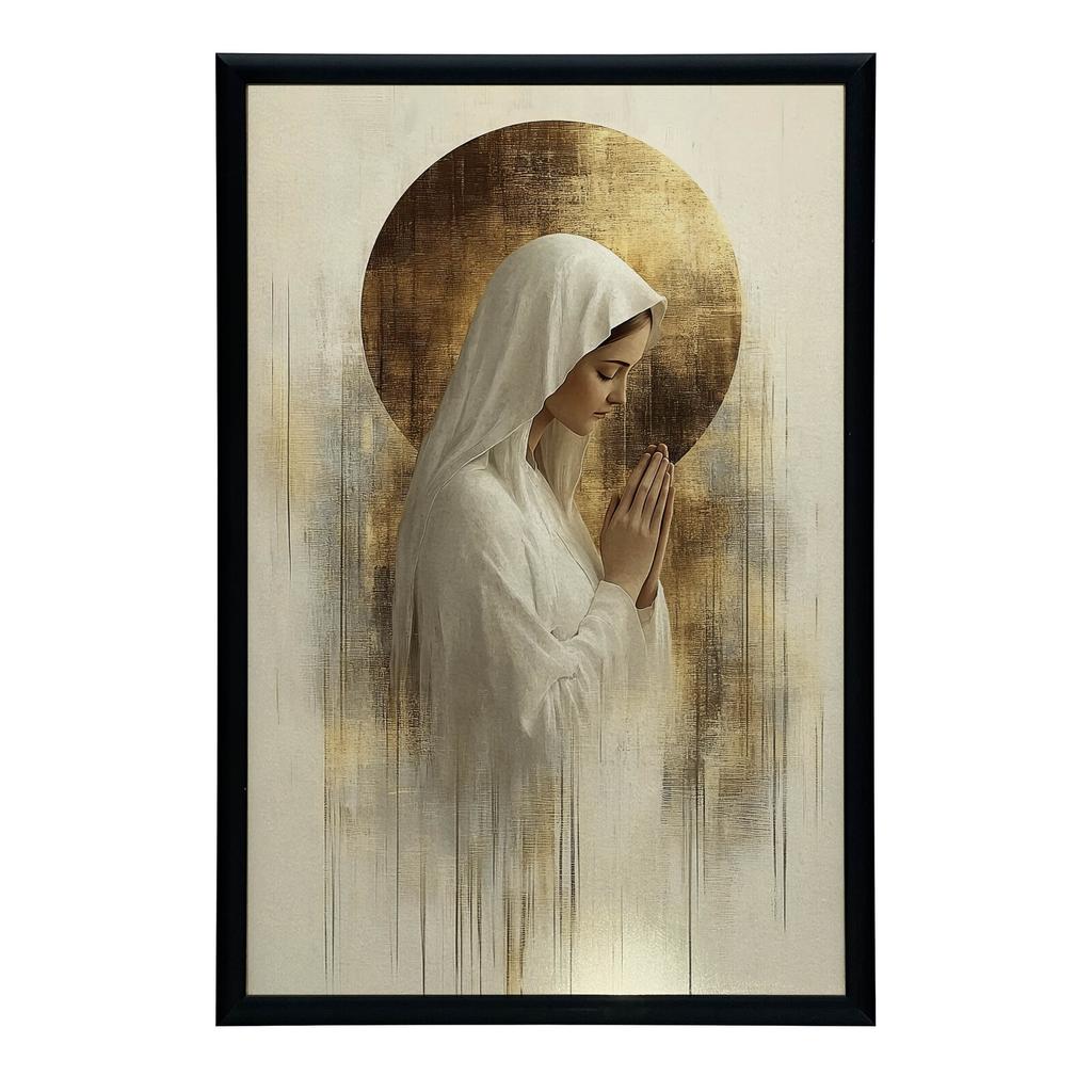 Modlitwa W Ciszy - Maryja Modlitwa W Ciszy - Maryja, 40X50 Cm, Rama Aluminiowa Złota, Papier Matowy 230 Gsm
