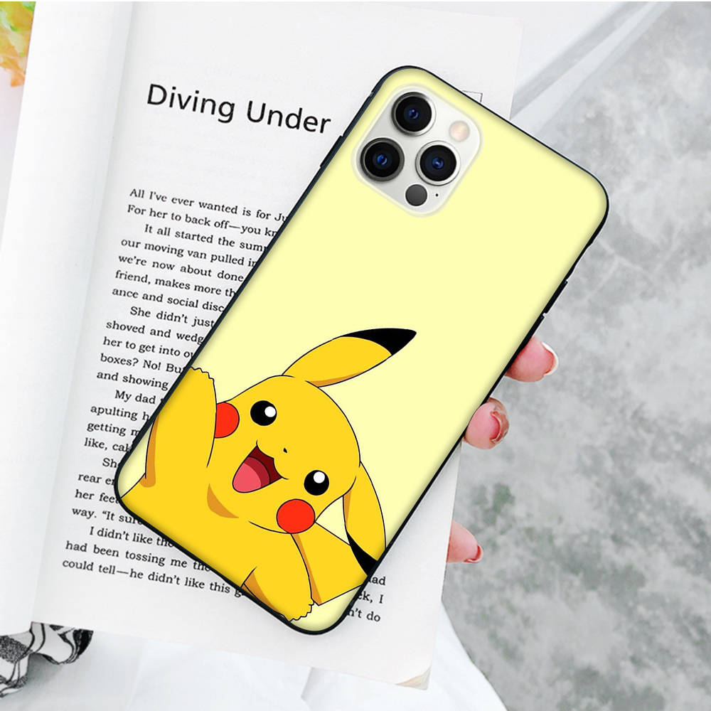 JP34 Pikachu Black Soft Case for Xiaomi Poco X6 X4 M5 M6 F5 F6 C65 C55 C50 C51 C40 Pro Redmi 14C A3X 13C 12C 11T 10A 9C Note 7 6 8A Plus