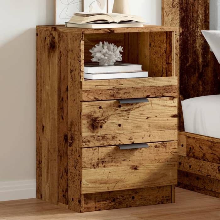 VidaXL Bedside Tables 2 Pcs Old Wood 40x36x65 Cm Engineered Wood, Cabinet, Bedroom Furniture, Stand of 856845