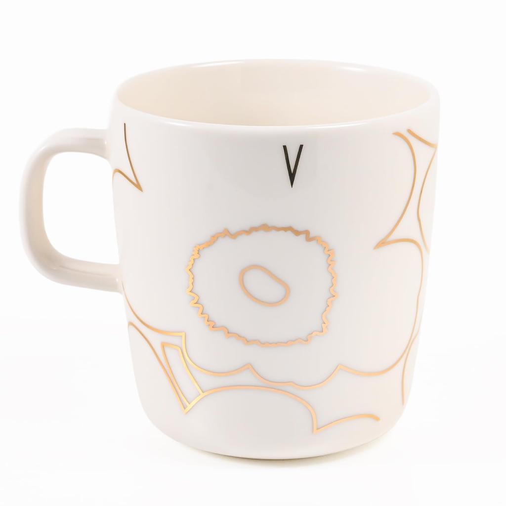 Кружка Marimekko, 400 мл, Зима 2025, Piirt Unikko White Gold, 75636 075636 120 [Параллельный импорт]
