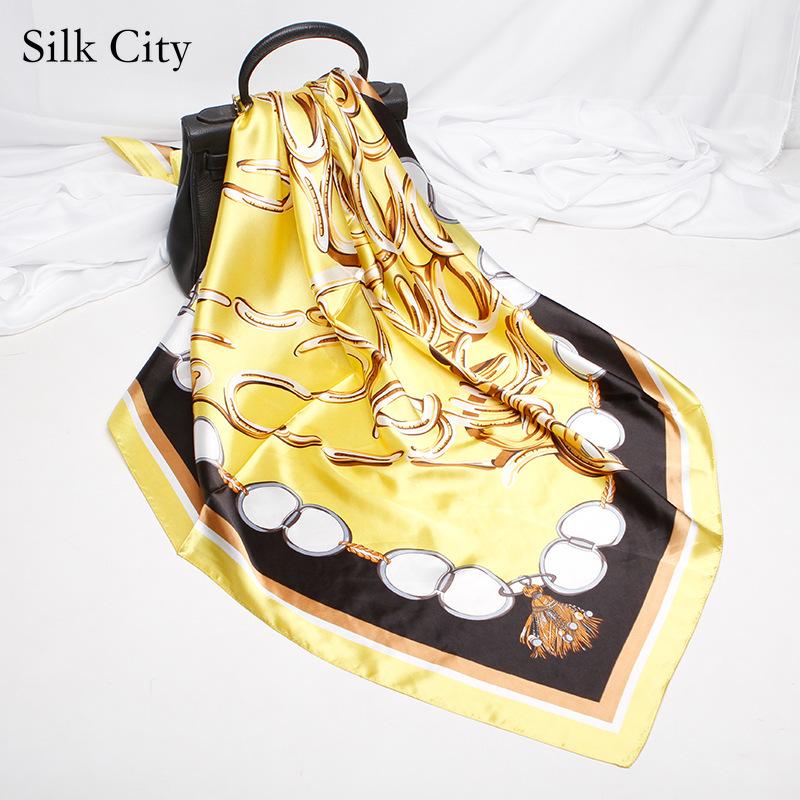 High-quality Luxurious Silk Scarves Headband Scarfs Neck Scarf For Women Chain Silk Scarf Women's Decorative Shawl