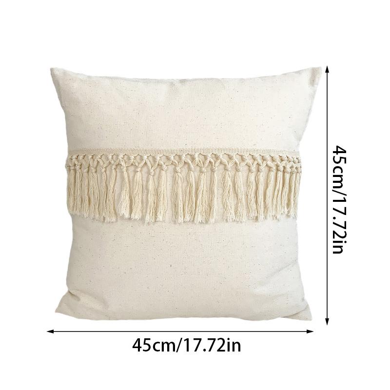 Наволочка из хлопковой смеси с кисточками в стиле бохо, однотонная наволочка с ворсом