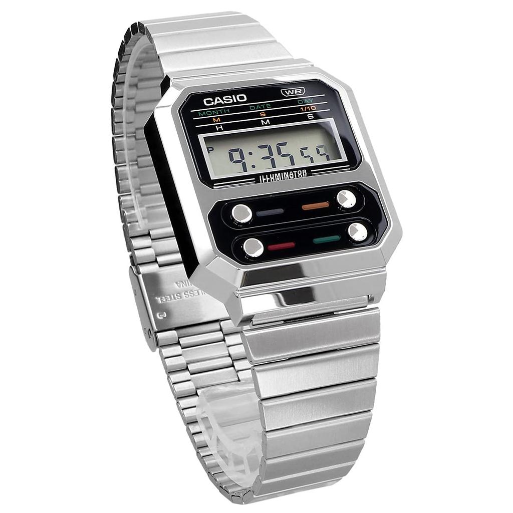 Casio CASIO Digital Men's Watch A100WE-1A Silver Retro Design International Model [Imported]