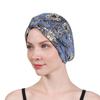 Knot Pleated Cotton Floral Print Turban Hat Head Cover Wrap Hat Soft Bonnet Sleep Night Cap