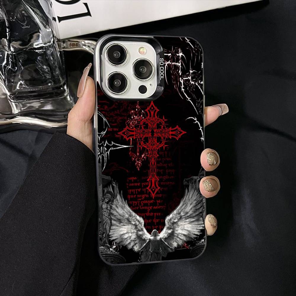 Готический Кибер Сигил Крест Чехол для Телефона Для iPhone 17 Air 16 15 14 11 12 13 Pro Max Plus X XR XS Цветной Серебряный Жесткий Чехол