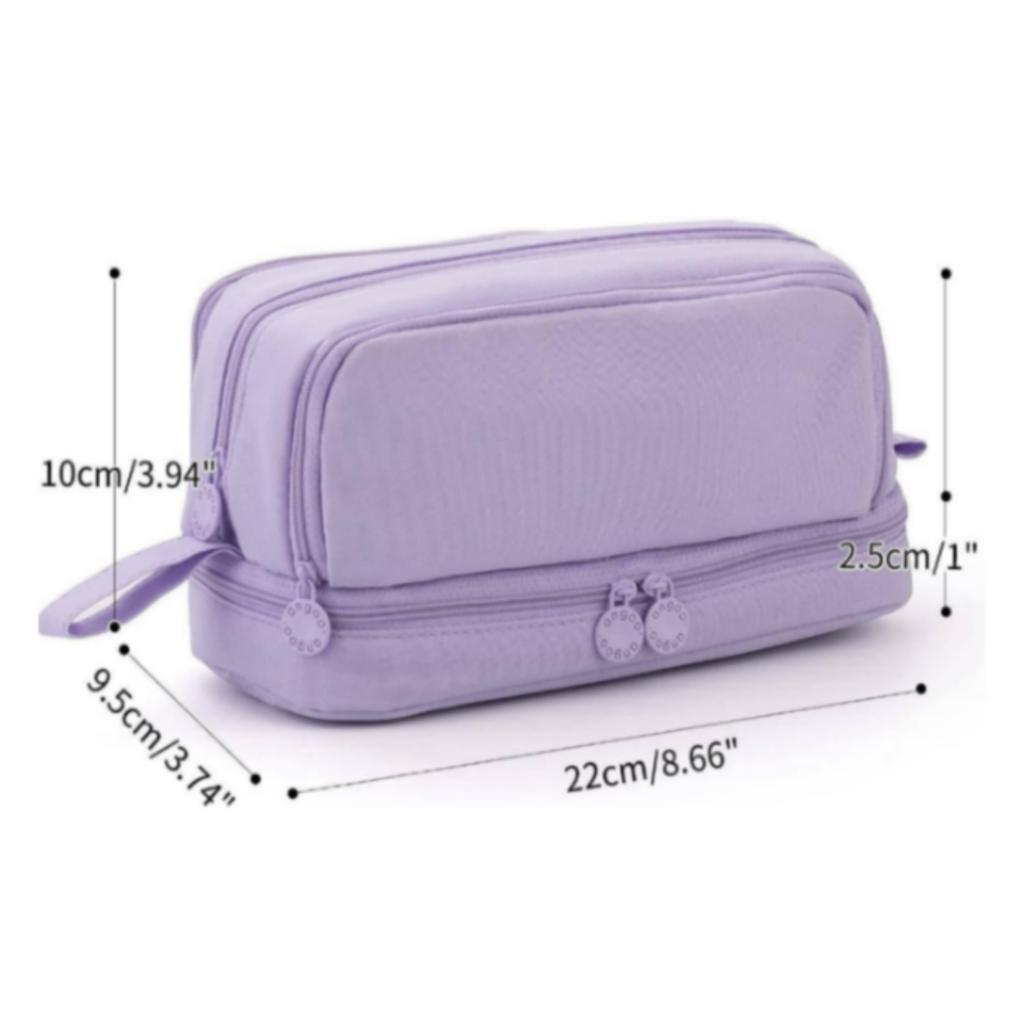 Pencil case large capacity pen with 4 compartments pencil case with multiple slots school office stationery storage device black