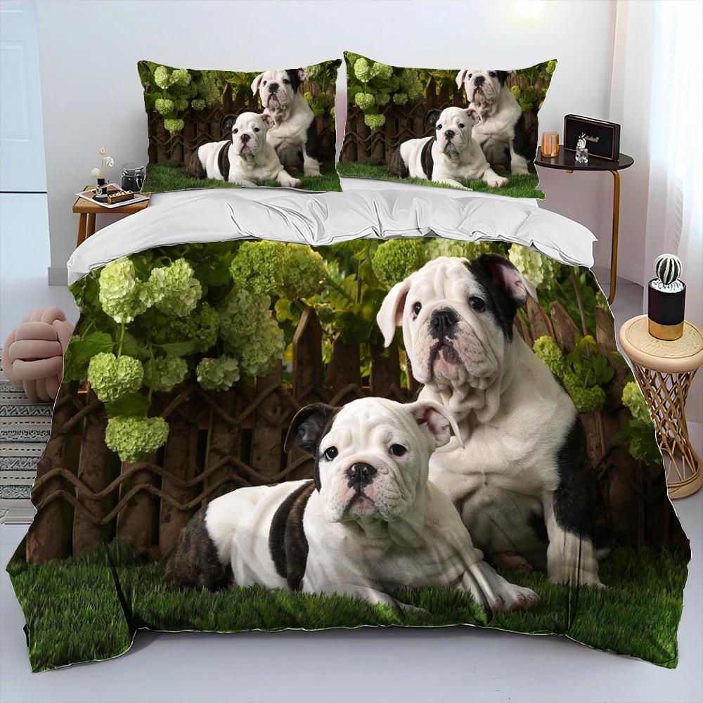 Мультяшный Питбуль Постельный Комплект Одеяло Пододеяльник Наволочка,Комплект Постельного Белья Кинг Квин Размер для Взрослого Ребенка