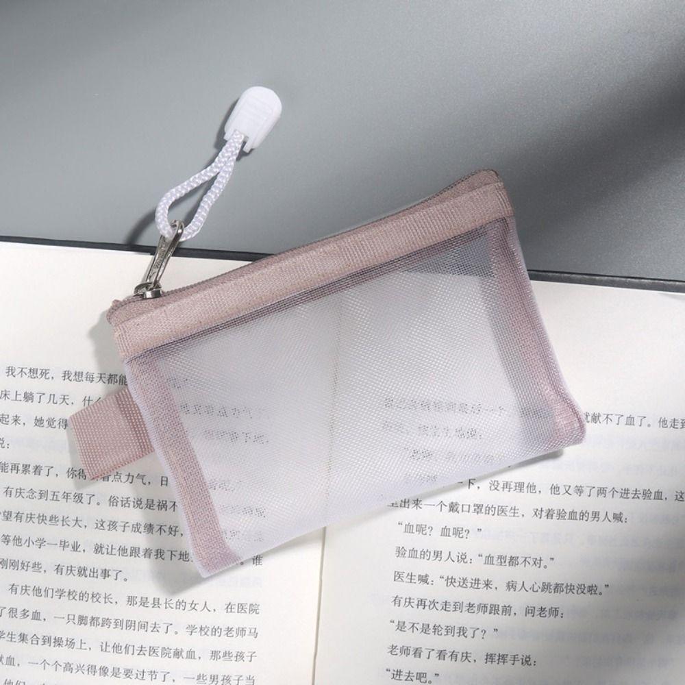 Change Storage Bag Mesh Zipper Bag Cosmetic Bag Small Item Bag Clear Mesh Bag Card Bag Data Cable Storage Bag