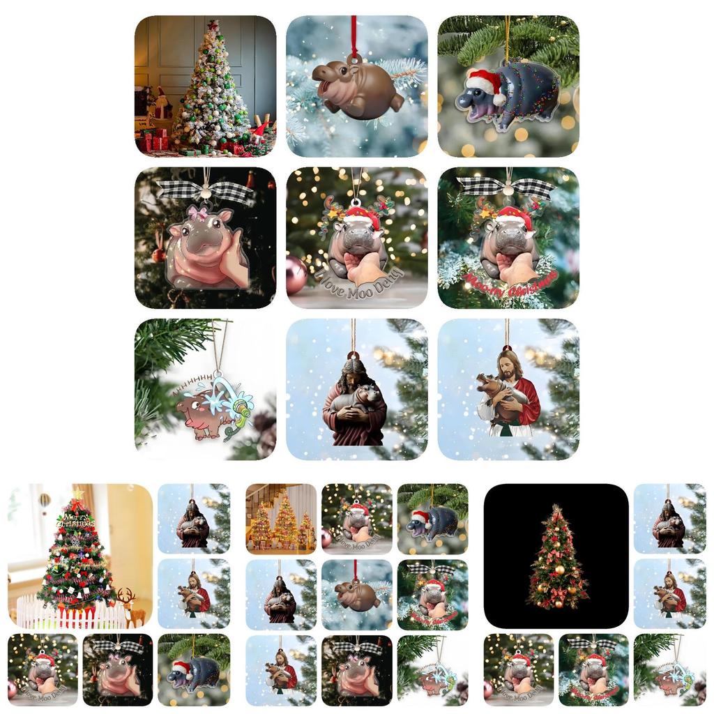 Очаровательный Бегемотик Му Му Рождественский Подарок И Милое Украшение на Елку для Праздничного Настроения