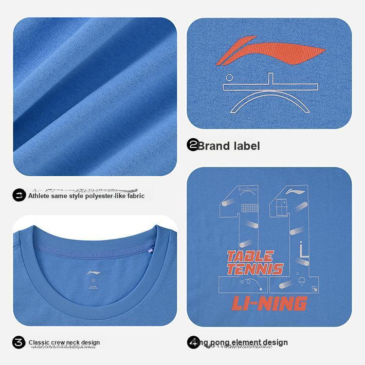 Li Ning Серия Elite для настольного тенниса Круглый вырез Удобная Повседневная Быстросохнущая Дышащая Легкая Футболка с коротким рукавом AHSW063-2
