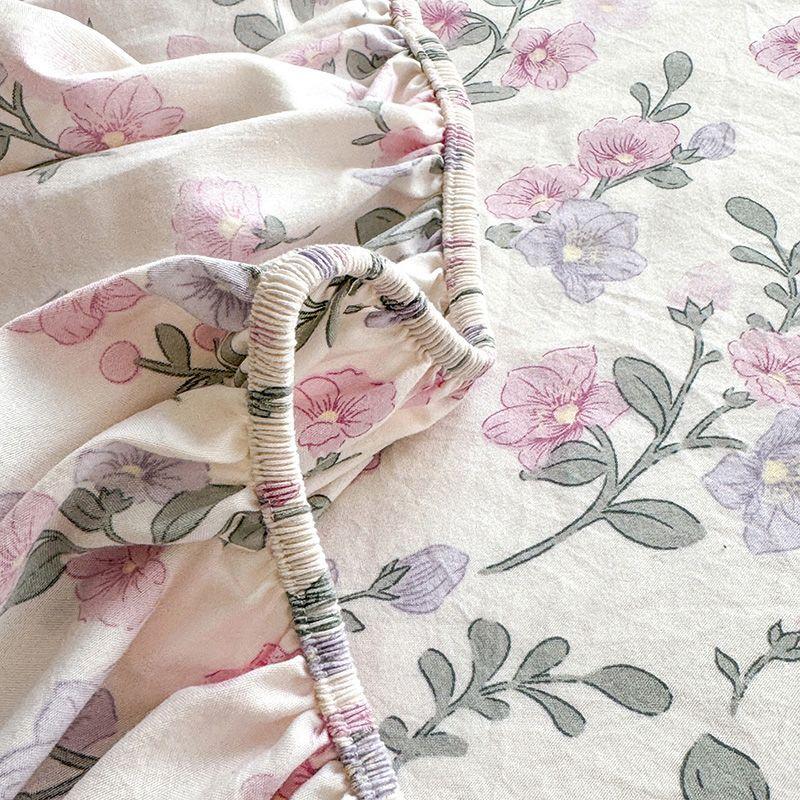 Простыня Ins в корейском стиле с фиолетовым цветочным узором, покрывало из стираного хлопка, защитный чехол для матраса от пыли, противоскользящая кровать