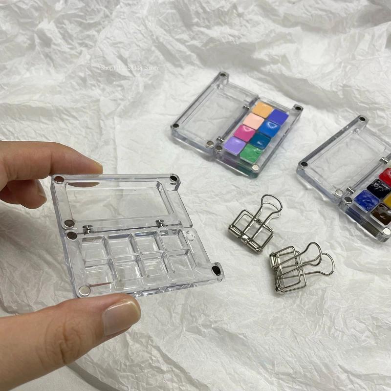 8-cell Mini Paint Box Collapsible Magnetic Palette Transparent Watercolor Palette Handy Travel Sketching Painting Supplies