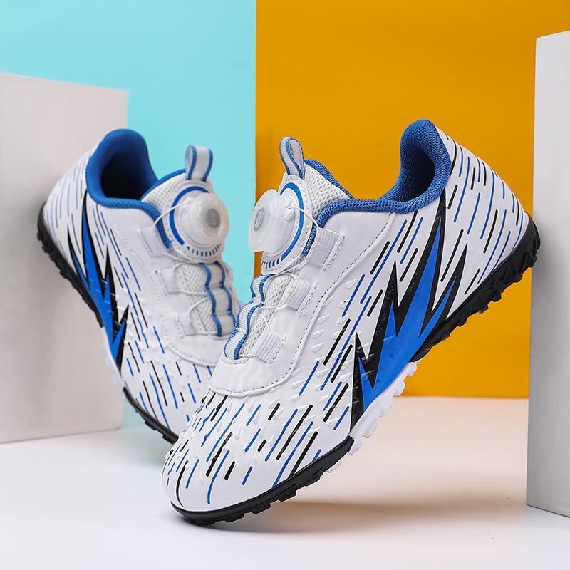 Новые детские футбольные бутсы весна-лето для мальчиков с шипами TF, подростковые, для девочек, учеников начальной школы, с вращающимися кнопками, для тренировок на траве