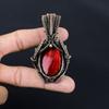 Amazing Red Flash Labradorite Gemstone Handmade Pure Copper Wire Wrapped Pendant Jewelry