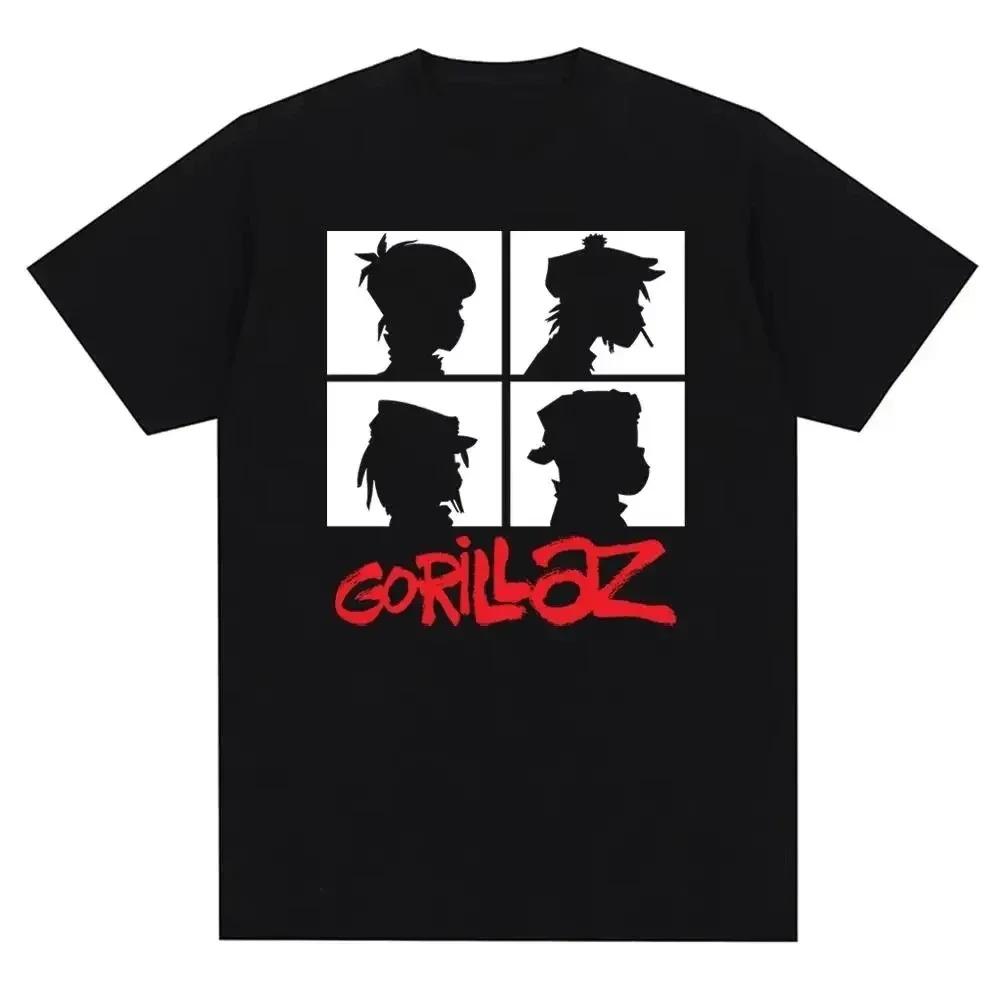 Музыкальная группа Gorillazs Футболка с принтом в стиле панк-рок 90-х Повседневная мода Футболка с коротким рукавом больших размеров Унисекс Графические футболки