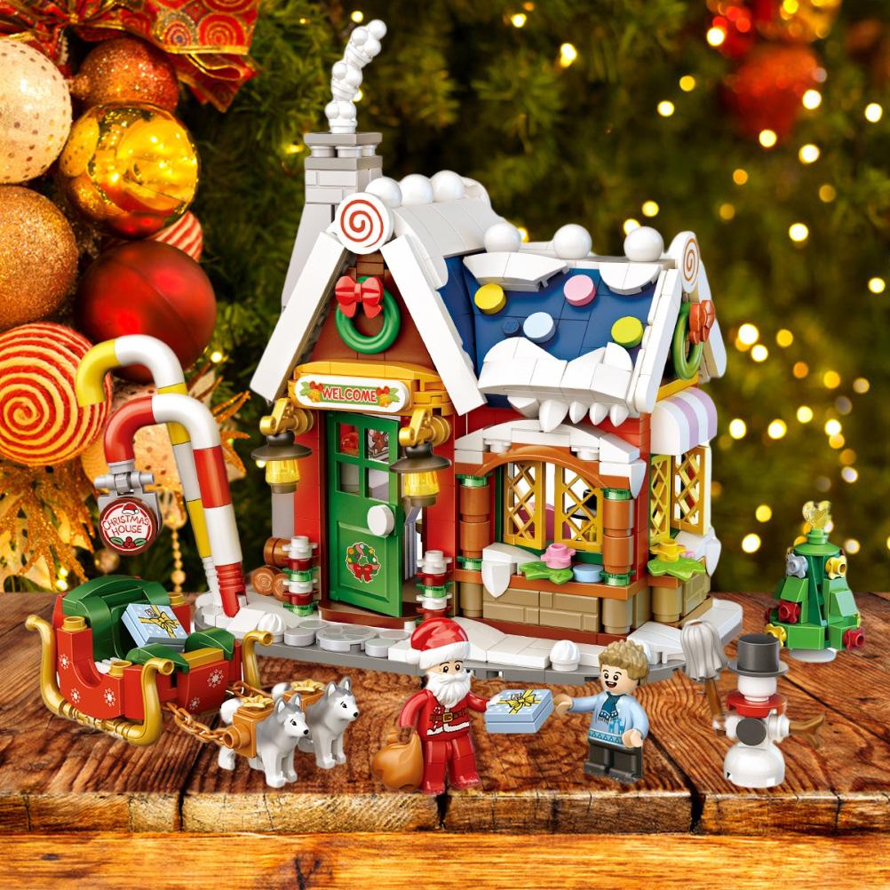 Christmas House Tree Santa Claus Snowman Mini Building Block Children"s Educational Toys Christmas