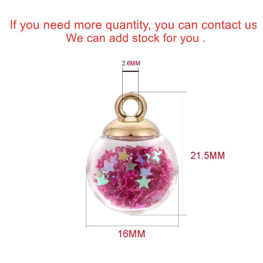 10Pcs Charms Star Sequins Transparent Glass Ball 16Mm Pendants Crafts Making Findings Handmade Jewelry Diy For Earrings Necklace