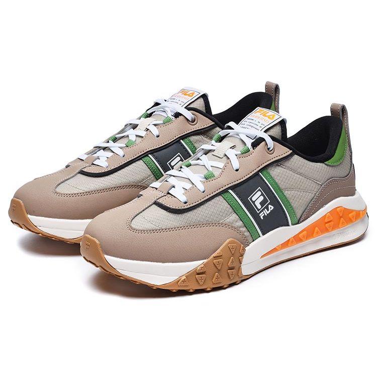 Fila Кирпичный Ткань Синтетическая кожа Легкий Плетеный Низкий Верх Повседневная обувь Мужские кроссовки Коричневый Серый F12M231125FLA