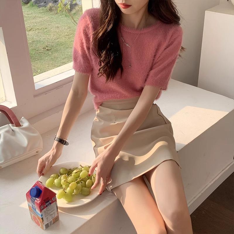 2024 Spring Women's High Waist Slim A-Line Skirt with Fashionable Hip Design and Casual Slit