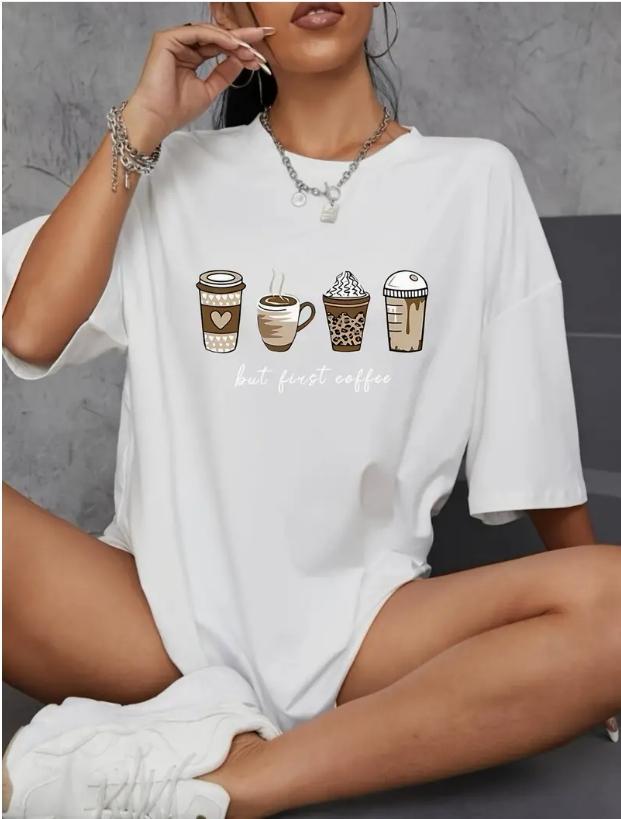 Модная женская футболка с простым принтом «Кухня», «Напитки», с буквами, забавная повседневная футболка с круглым вырезом и короткими рукавами, летняя женская футболка