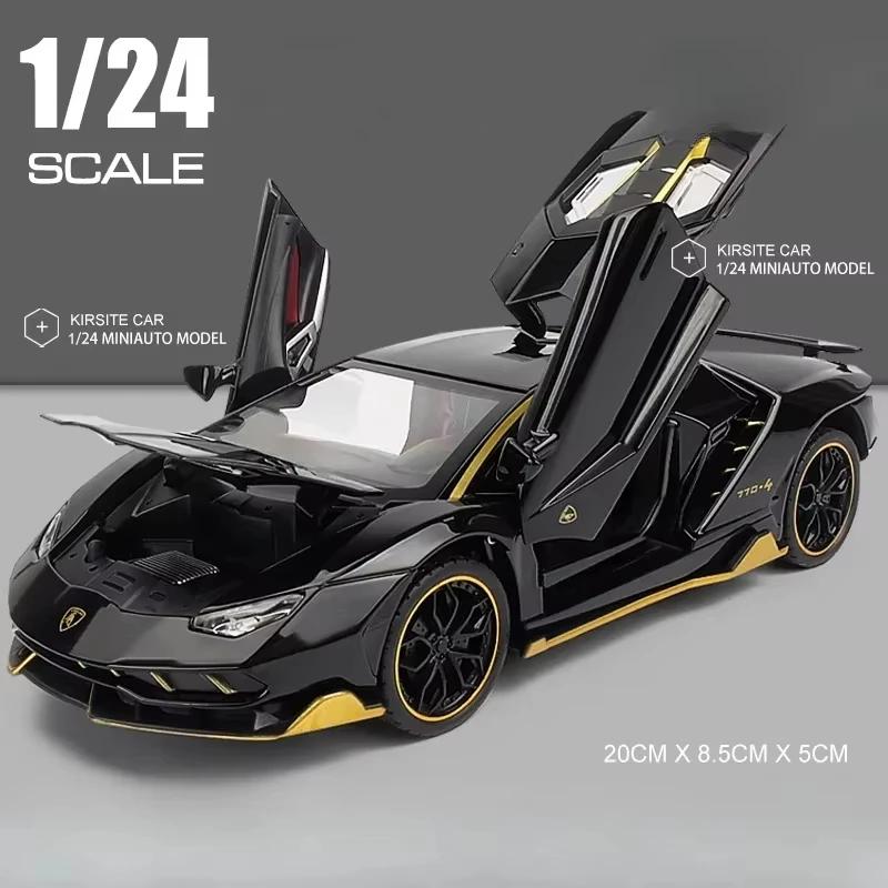 1:Модель суперкара Lamborghini LP770-4 в масштабе 24, звук, свет, детские игрушки из литого металла, транспортные средства, подарок