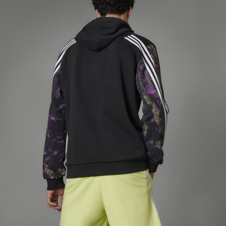 adidas Толстовка с капюшоном и логотипом с контрастными деталями, мужские топы, цвет черный HU0255