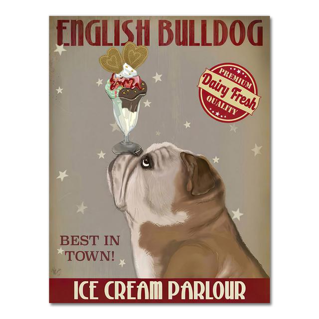Английский бульдог мороженое собака живопись холст картины для гостиной собака велосипед настенное искусство ретро постеры и принты Quadros без рамки