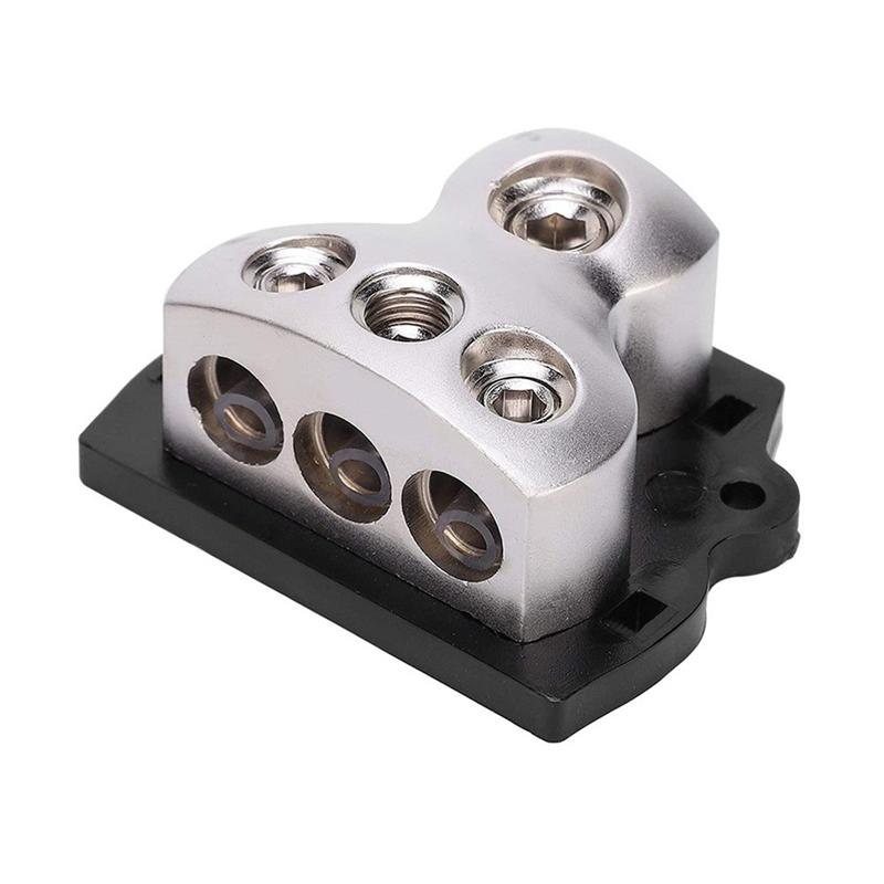 A03E-3-Way Power Distribution Block 1X0 Gauge In 3X4 Gauge Out Power Distribution Block For Car Audio Splitter