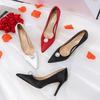 Мода 2025 Новые свадебные туфли Женские Жемчужная пряжка Красные Высокие каблуки Шпилька Подружка невесты Белые Свадебные туфли Черные Рабочие туфли