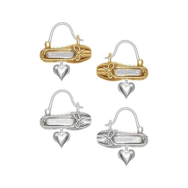 Серьги S925 Пуанты и Сердце - Серебро и Золото Уникальный Подарок 2025