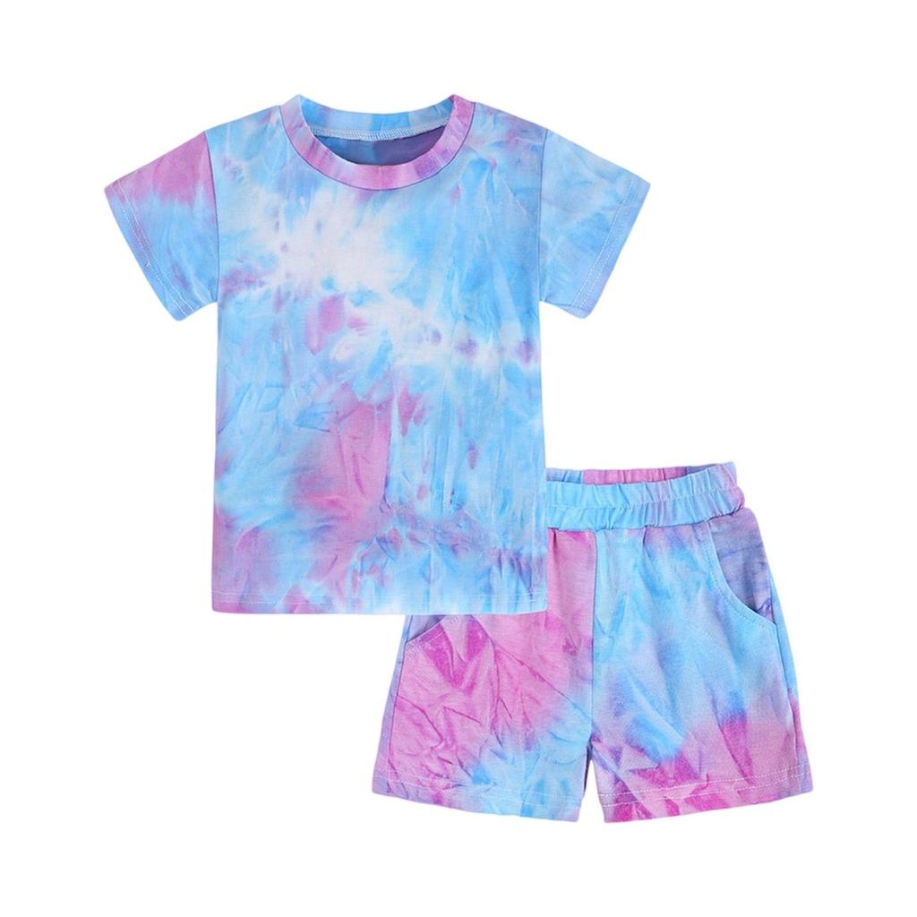 Детский комплект тай-дай - Комплект из 2 предметов с коротким рукавом и шортами