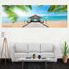 Landscape Beach Palm Tree Wooden Bridge Canvas Painting Posters and Prints Wall Art Pictures Living Room Home Decor No Frame