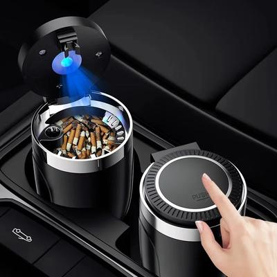 Автомобильная пепельница с крышкой и светодиодной подсветкой, портативная съемная пепельница для автомобиля, детали интерьера для сигаретной пепельницы